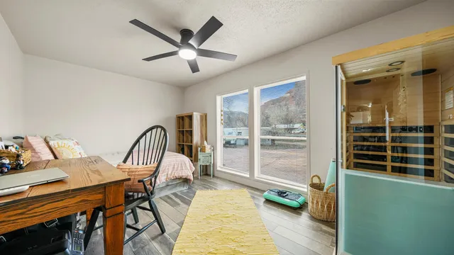 a living room with furniture