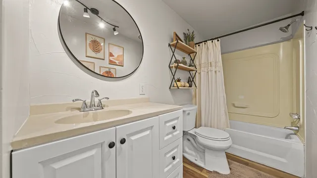 a bathroom with a toilet a sink and a mirror