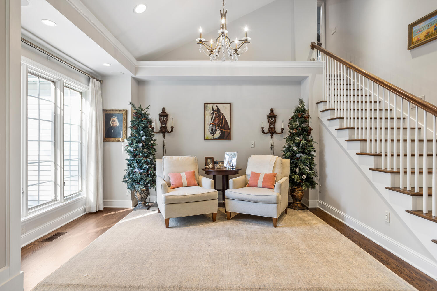 7 Greencroft Drive Champaign, IL 61821 - Photo 6 of 45 a living room with furniture and a chandelier