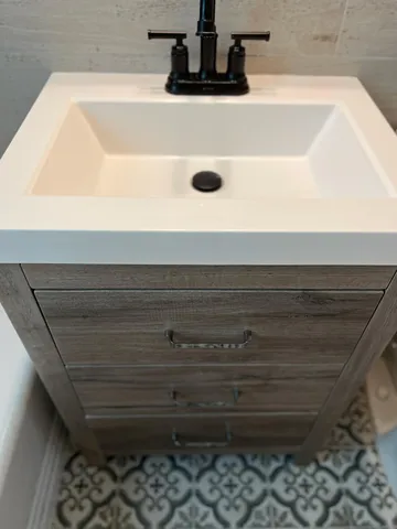 a view of a small space with a window