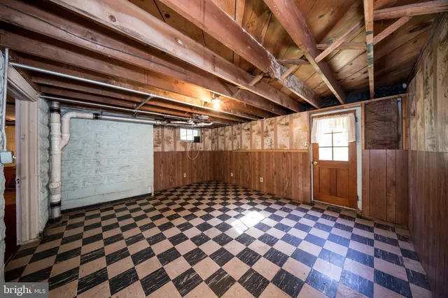 a black and white checkered floor
