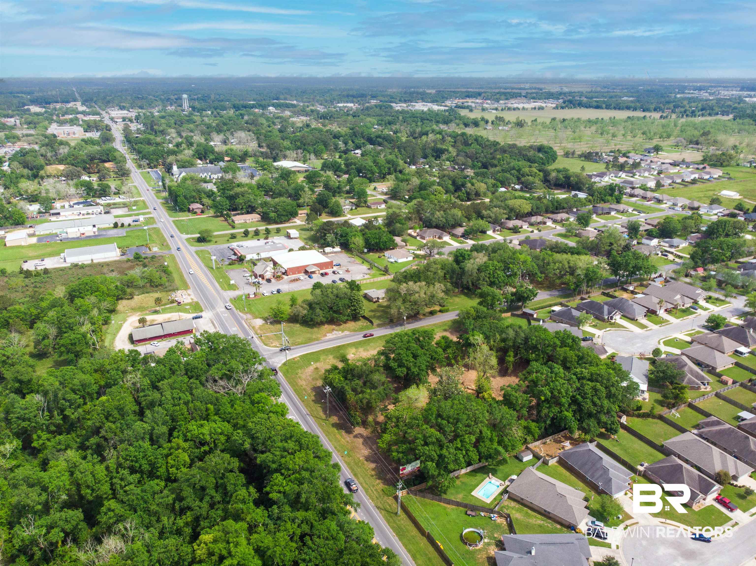 104 North Hickory Street Foley, AL 36535 - Photo 9 of 16 Aerial view of subject pr