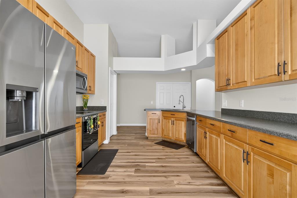 6002 Martinglade Place Lithia, FL 33547 - Photo 16 of 62 a kitchen with stainless steel appliances granite countertop a refrigerator and a stove top oven