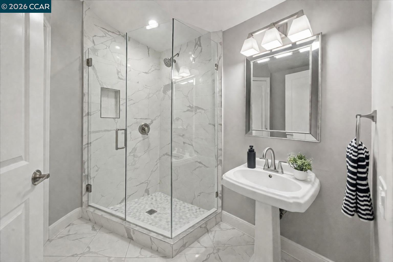 109 Posada Court San Ramon, CA 94583 - Photo 14 of 42 This image is an idea of what the quote that we have from a contractor could look like with a full bath installed downstairs. Quote is for $18k.