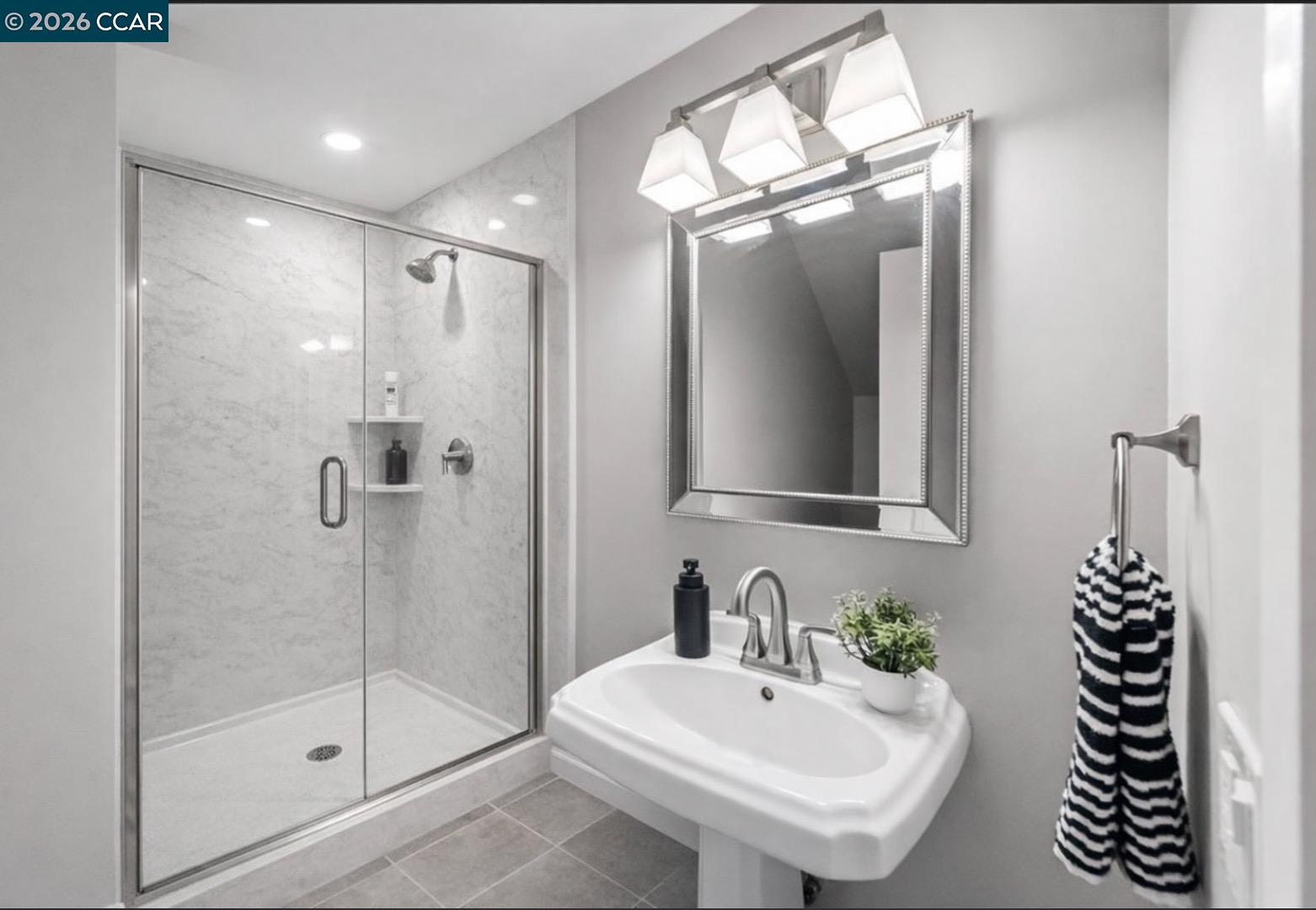 109 Posada Court San Ramon, CA 94583 - Photo 15 of 42 This is one idea for a full bath downstairs. The quote we have is to add a shower and a door from the downstairs bedroom.