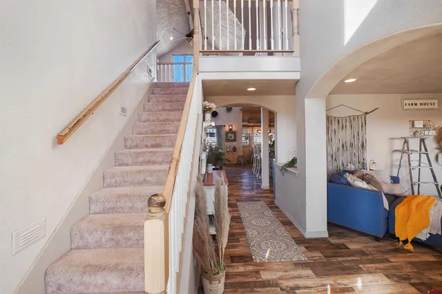 a kitchen with a stove and a refrigerator