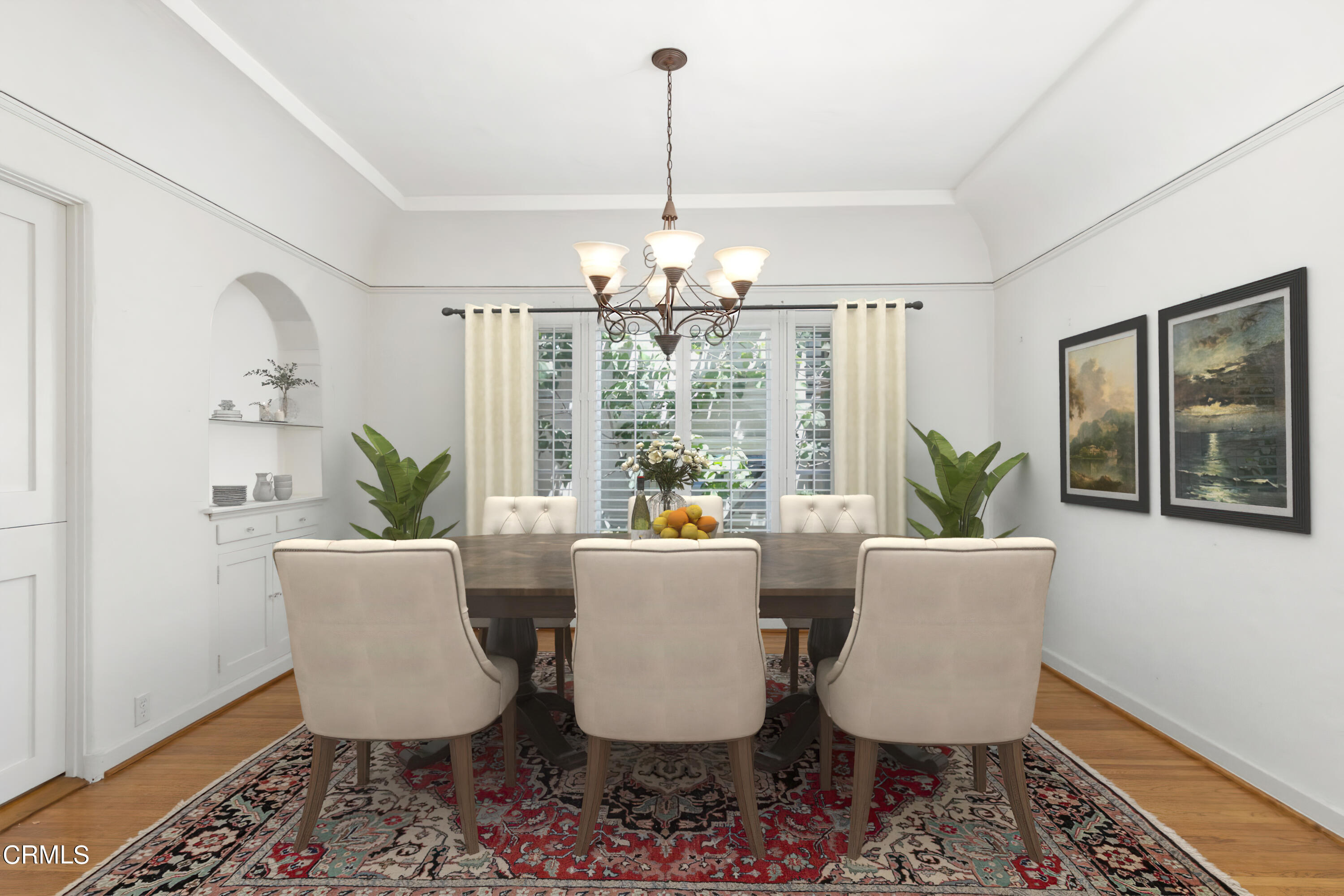 939 Old Mill Road Pasadena, CA 91108 - Photo 10 of 41 a dining room with furniture a chandelier and wooden floor