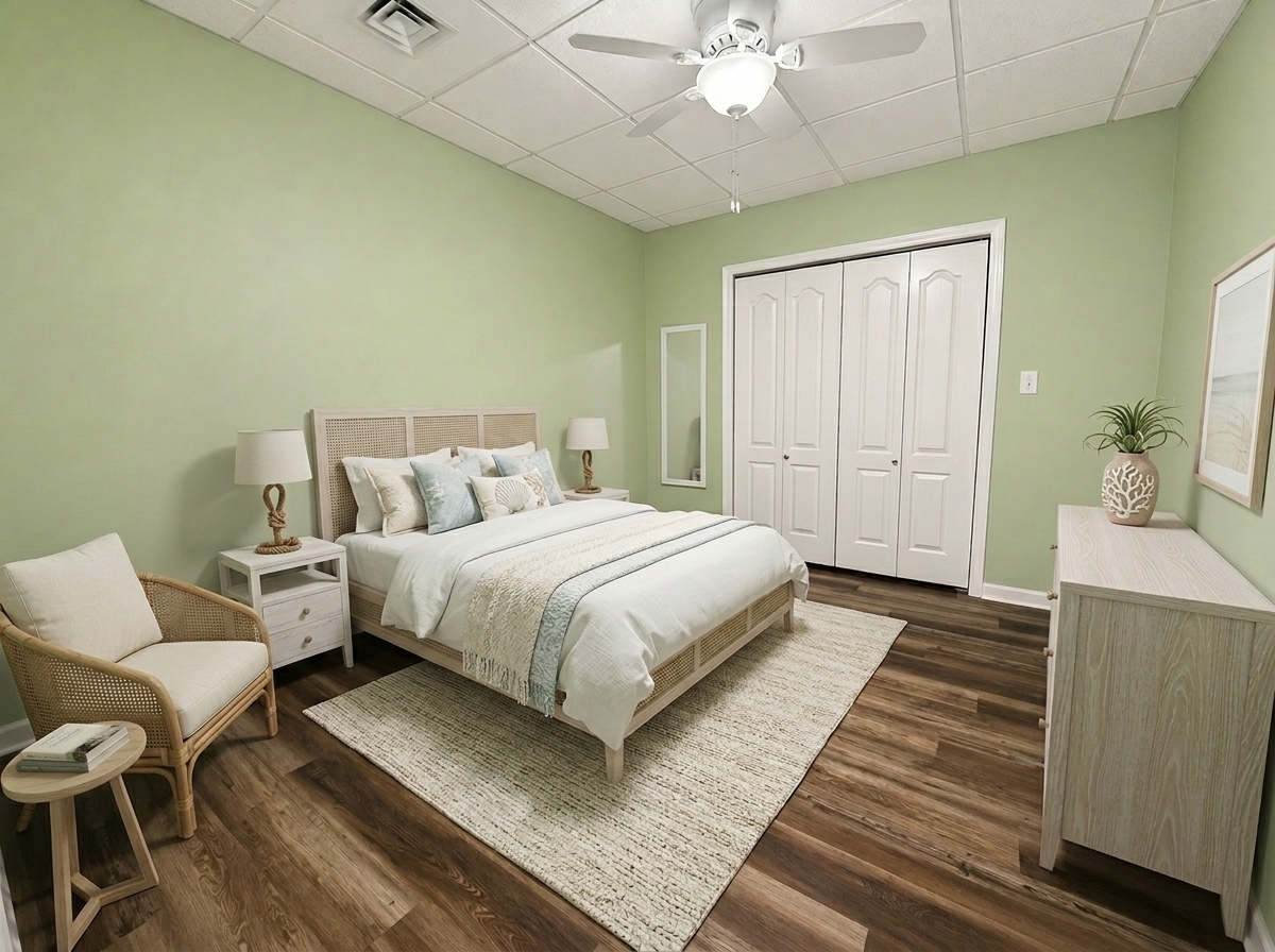 2123 North Avenue Metropolis, IL 62960 - Photo 31 of 49 a bedroom with a bed and a chandelier