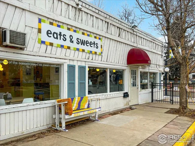 a view of a cafe with sitting area