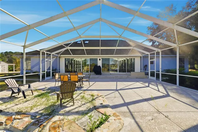 a view of a town with palm trees