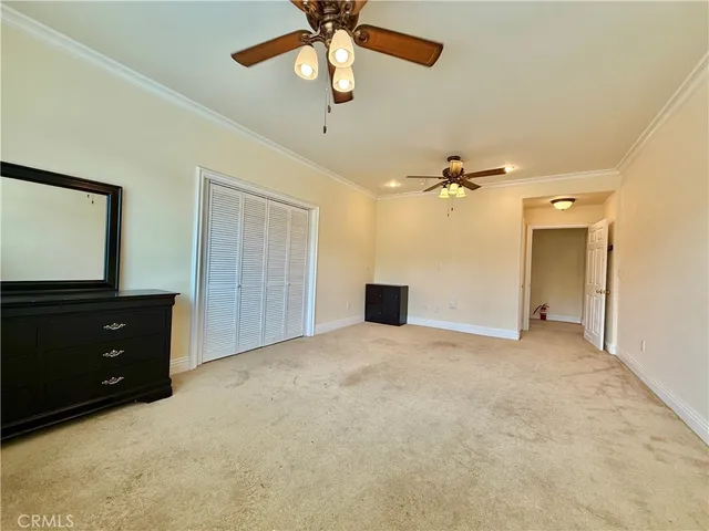 en view interior of a house and a ceiling fan