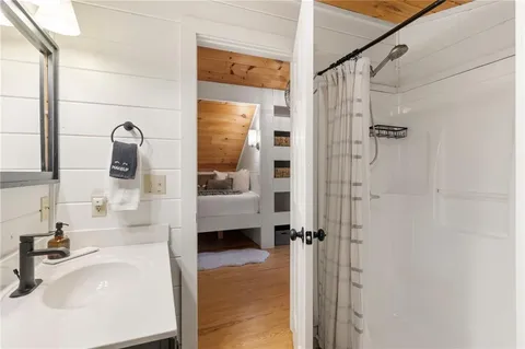 a view of lake and mountain