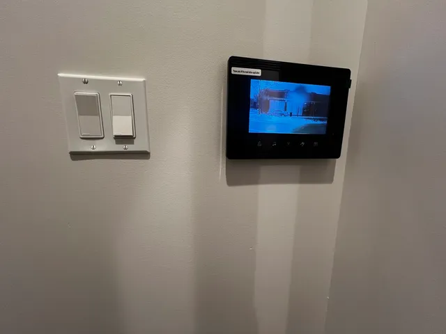 a picture of a room with a small yard