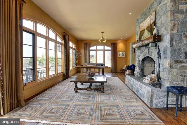 a view of a patio with a yard