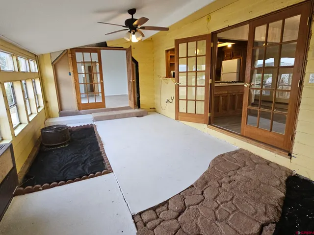 a view of a lake with a yard