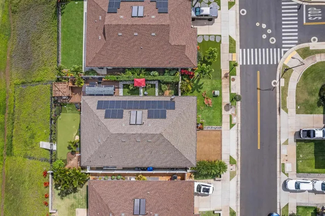 an aerial view of a house