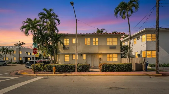 a view of a building with a street