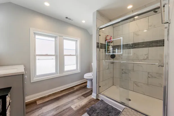 a bathroom with a shower