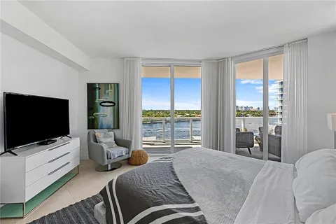 a bedroom with furniture and a flat screen tv