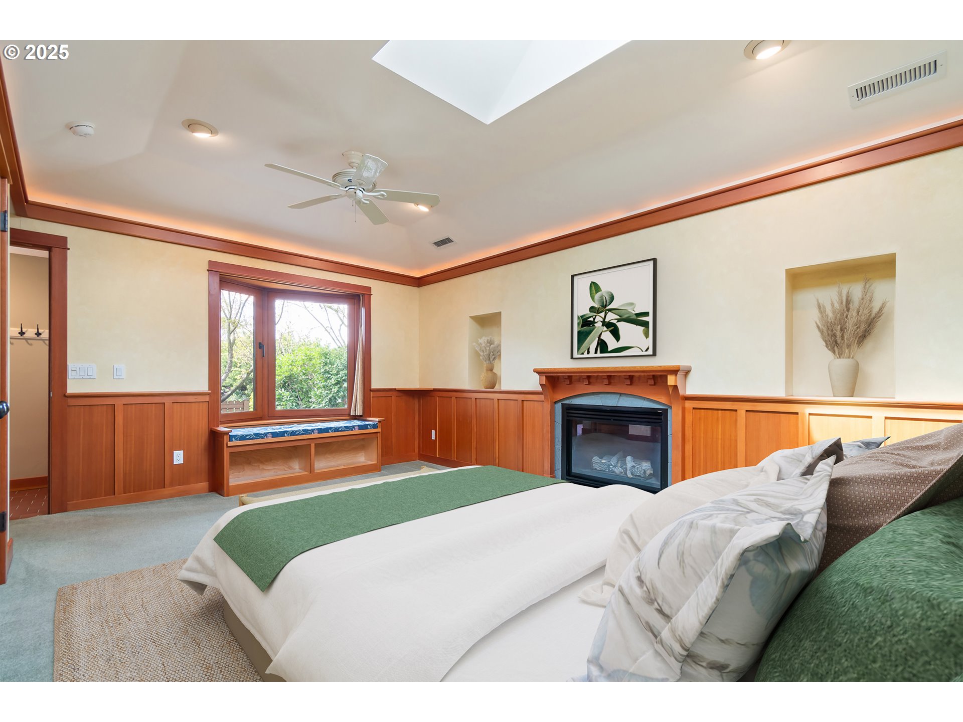 2775 Elinor Street Eugene, OR 97403 - Photo 25 of 48 a bedroom with a bed and a fireplace