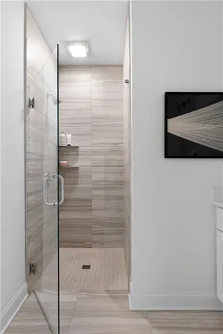 a bathroom with a shower