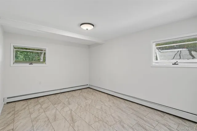 an empty room with a workbench