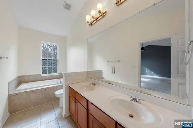 a bathroom with a sink a vanity and a bathtub