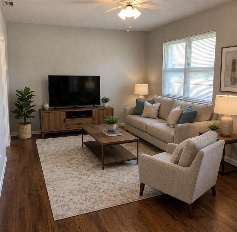 1817 North Nursery Road Irving, TX 75061 - Photo 2 of 9 Large living space with hardwood flooring *Virtually staged