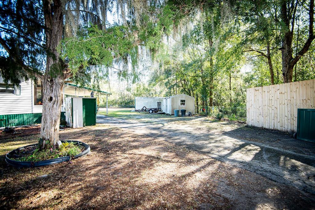 240 Kitty Avenue Interlachen, FL 32148 - Photo 31 of 44 a backyard of a house with fountain plants and large tree