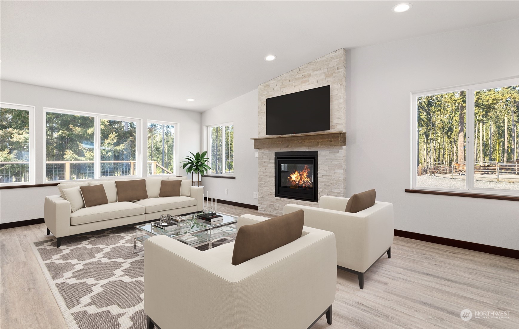4656 Monkey Hill Road Oak Harbor, WA 98277 - Photo 31 of 40 a living room with furniture and a fireplace