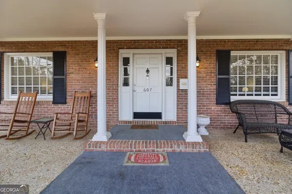 front view of a house with a door