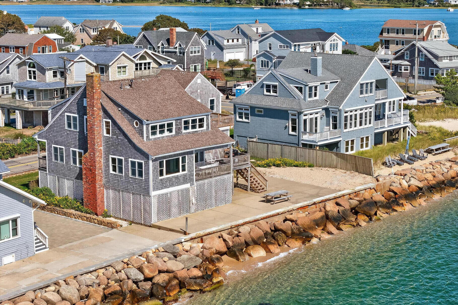 61 Menauhant Road East Falmouth, MA 02536 - Photo 9 of 65 an aerial view of a house with swimming pool