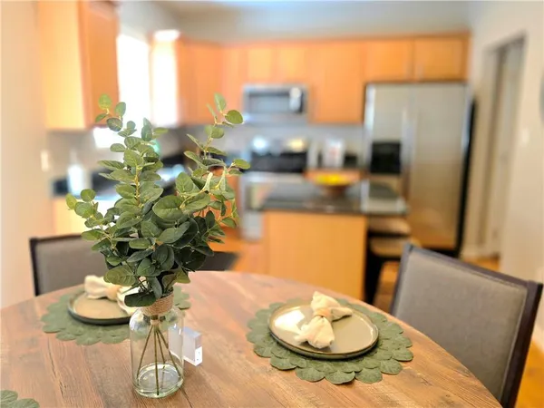a close view of dining table