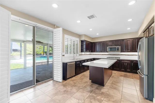 a kitchen with lots of counter top space