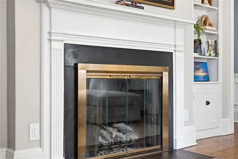 a close view of a fireplace