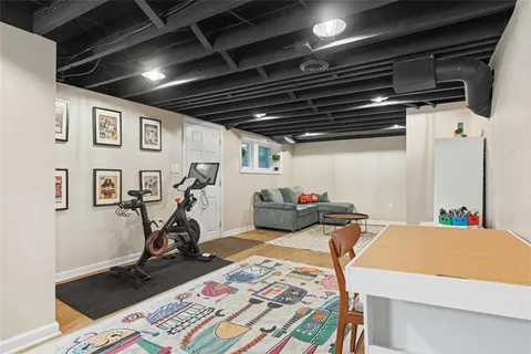 a view of a room with gym equipment