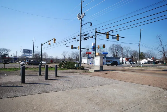 a view of a city street with a road