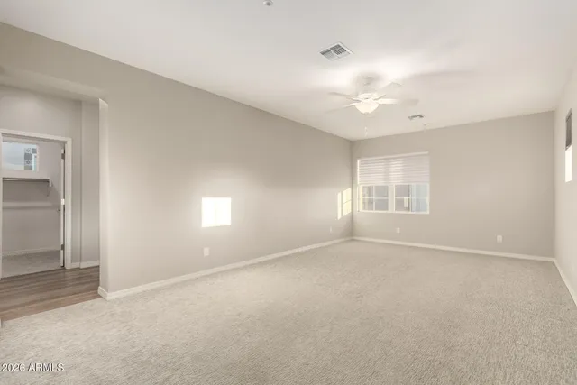 a view of an empty walk in closet