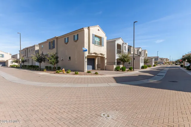 a front view of a building with street