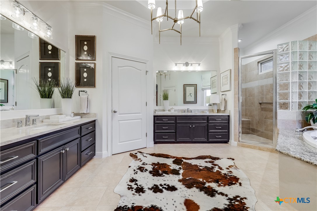 1307 Osprey Ridge Loop Lago Vista, TX 78645 - Photo 17 of 40 a bathroom with a sink a vanity and a mirror