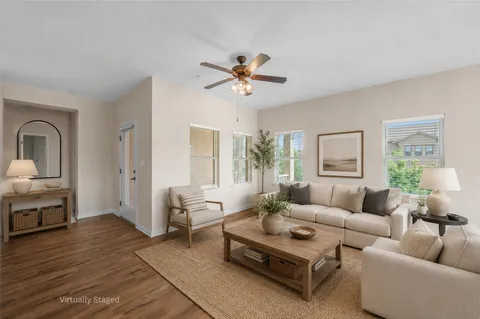 a living room with furniture