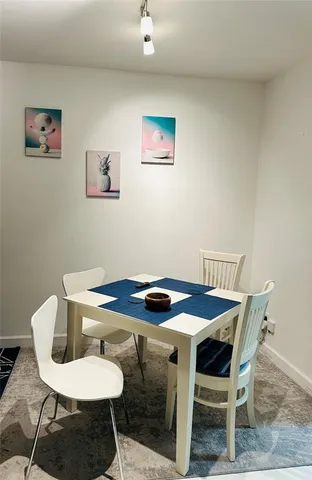 a table and chairs in a room