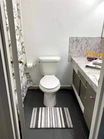 a bathroom with a toilet and a sink
