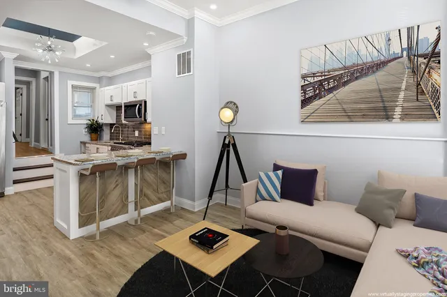 a living room with furniture