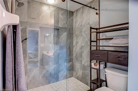 a bathroom with a shower