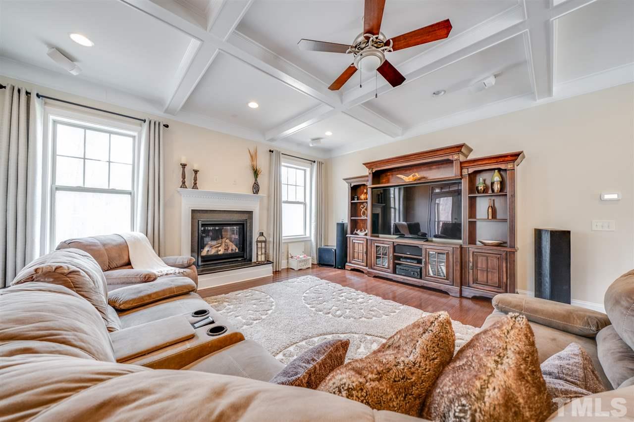 2212 Big Lake Court Raleigh, NC 27607 - Photo 13 of 30 Coffered ceilings and gas log fireplace
