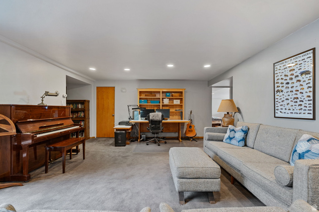 1856 Fort Canyon Road Alpine, UT 84004 - Photo 25 of 49 Spacious room featuring light gray walls, recessed lighting, and gray carpeting