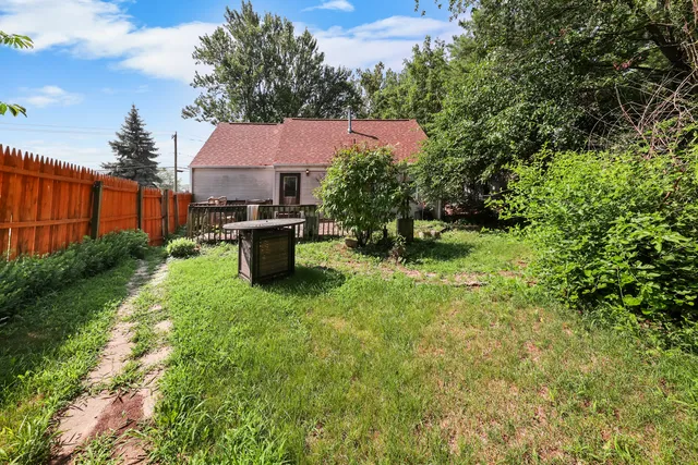 a backyard of a house with a patio
