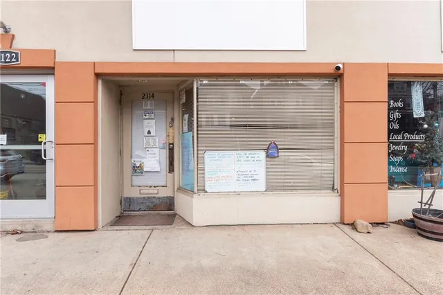 a view of a building with door