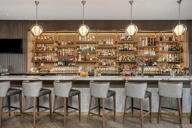 a kitchen with lots of counter top space and dining table
